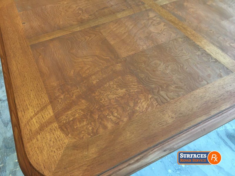 Damaged Dallas Dining Room Table Top Before Surfaces Rx Refinishing