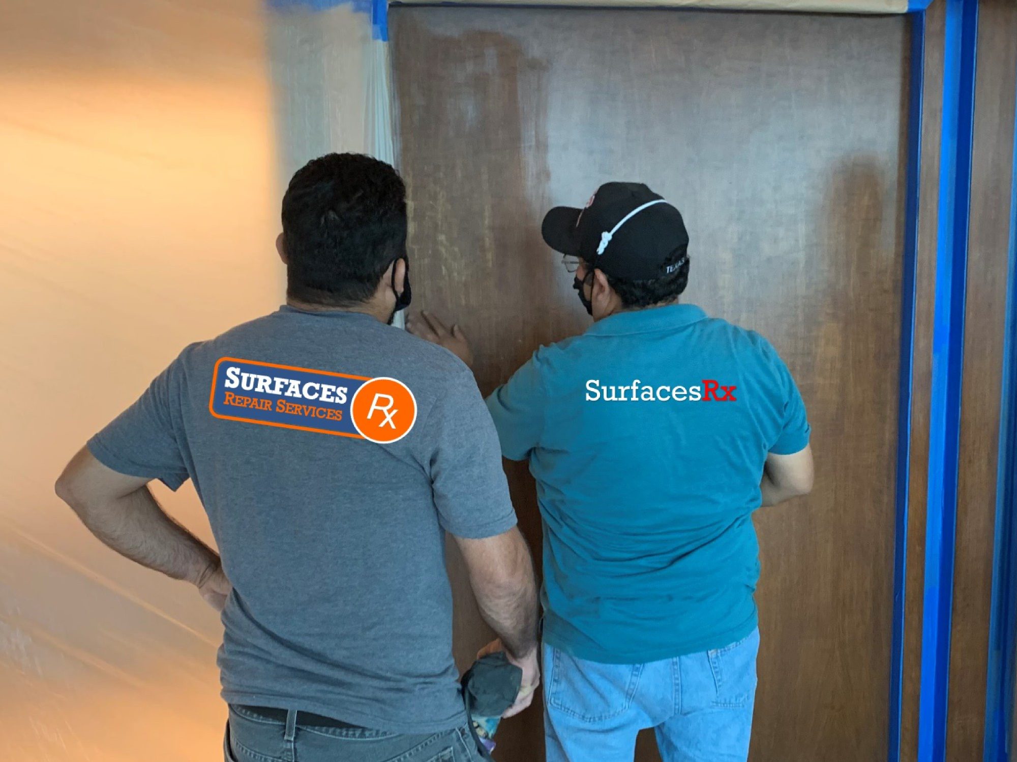 Surfaces Rx Applying Another Coat of Finish to wood Millwork in Dallas TX Home
