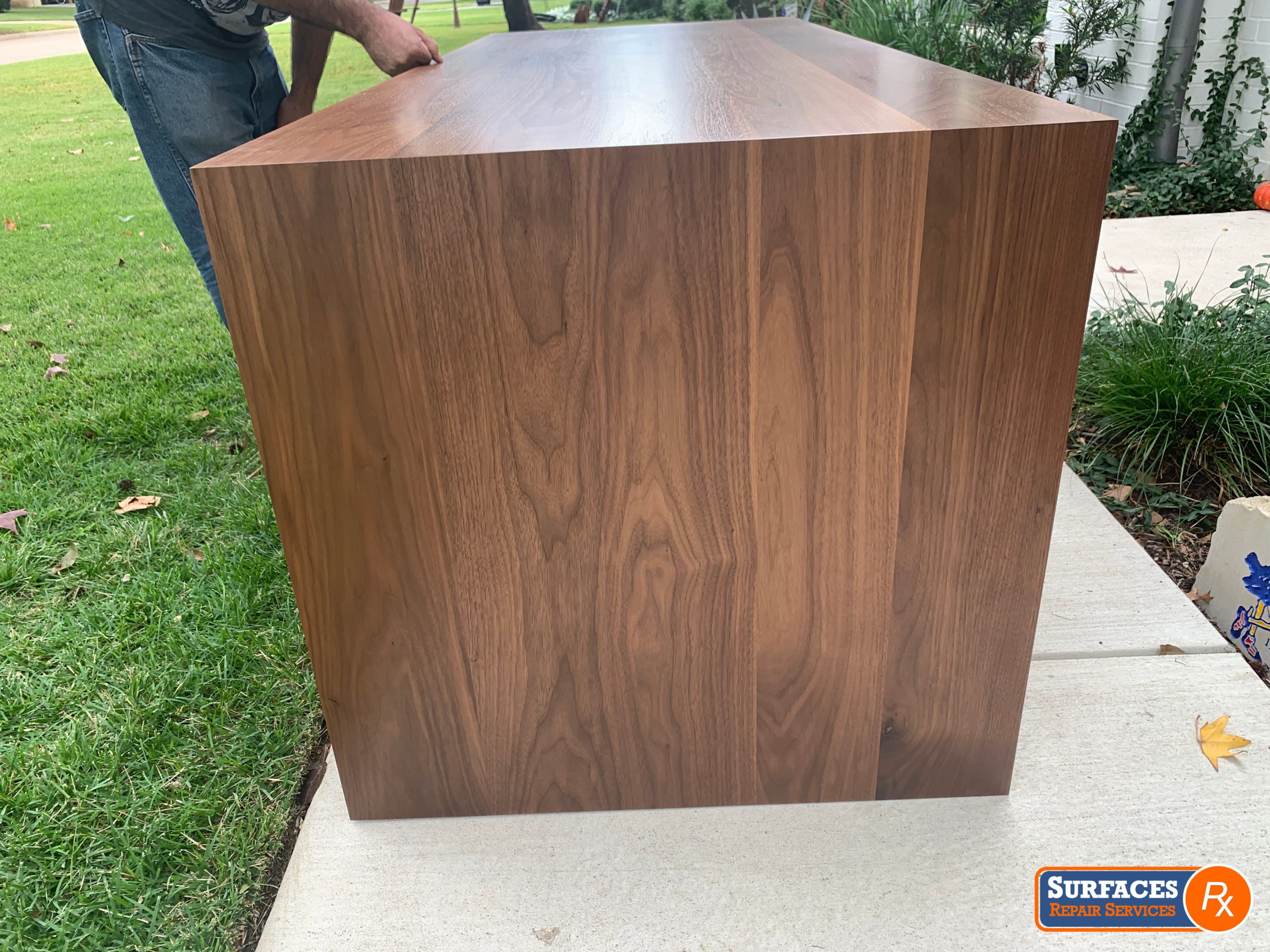 After Surfaces Rx Refinished New Walnut Desk in NE Dallas 
