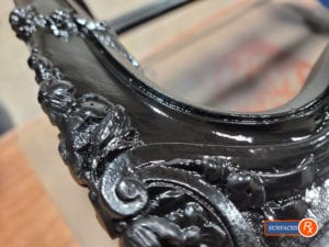 Hand-Painted Wood Scrollwork on Vintage Knabe Piano Bench 