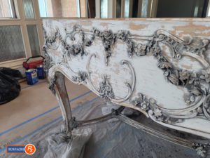 Wm Knabe & Co Louis XV Style Grand Piano During Refinishing by Surfaces Rx Dallas TX Side View