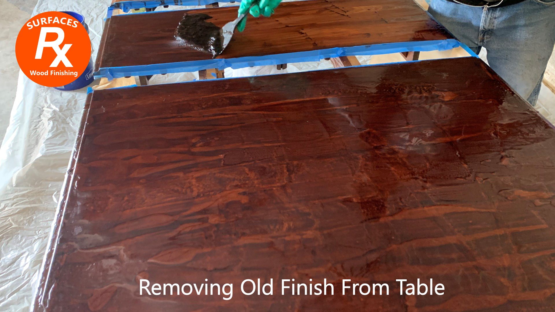 During Dining Room Table Refinishing